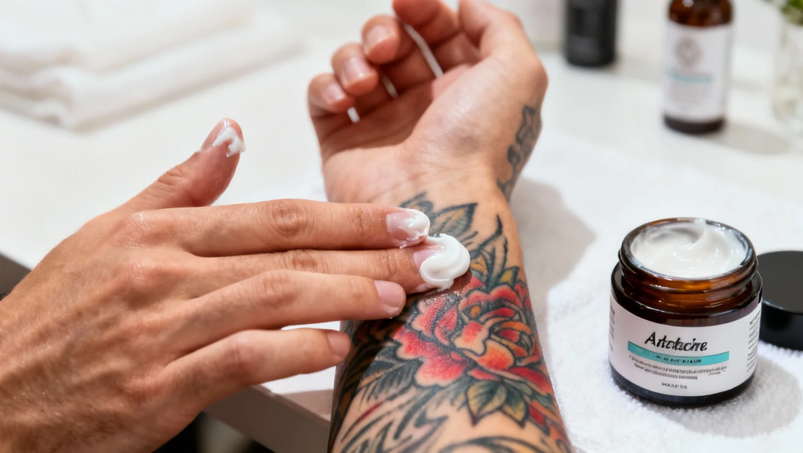 Soins et entretien professionnel d'un tatouage pendant la cicatrisation